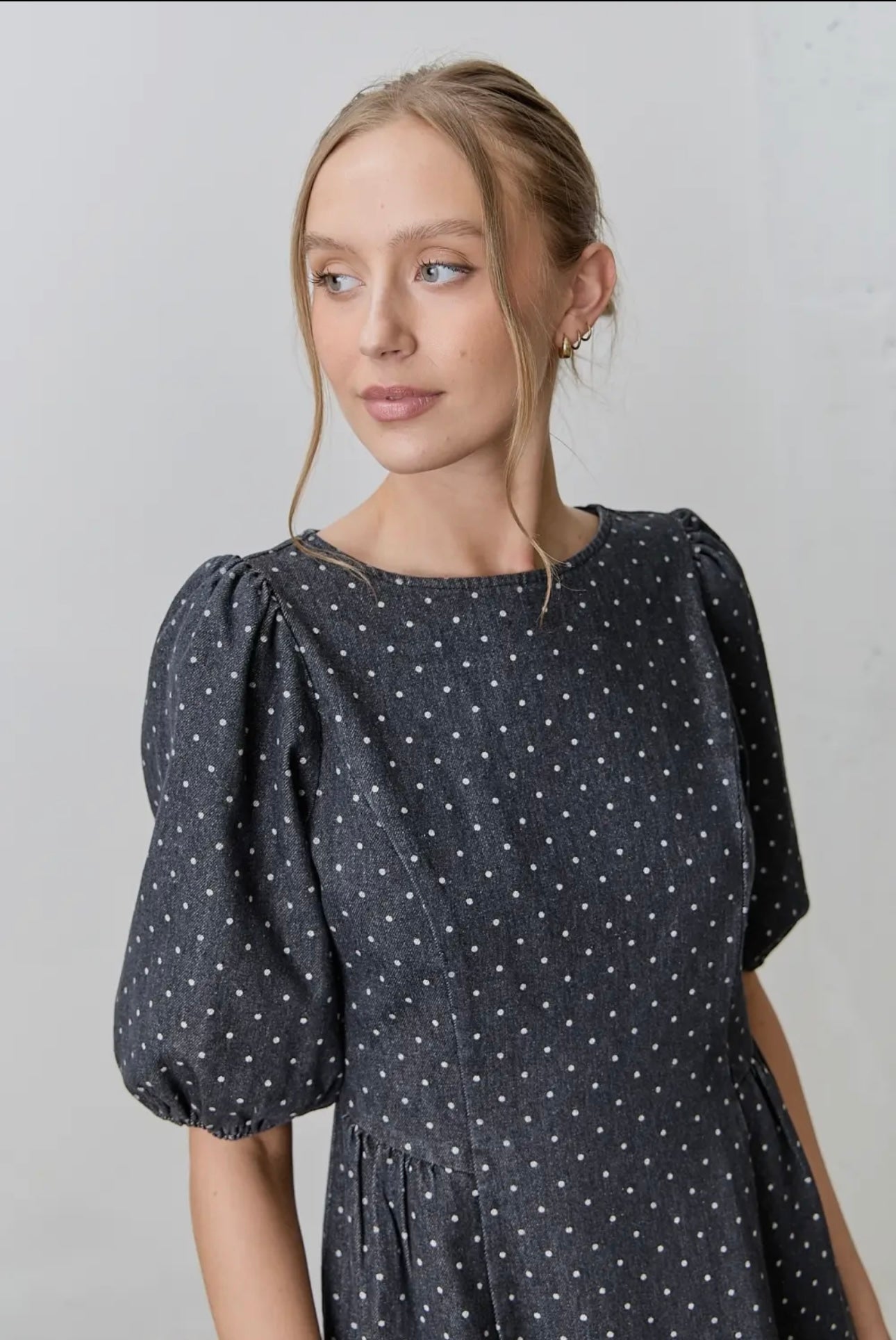 Denim Polka Dot Dress