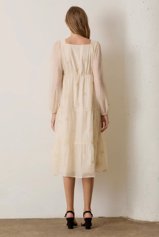 Rose Embroidered Midi Dress