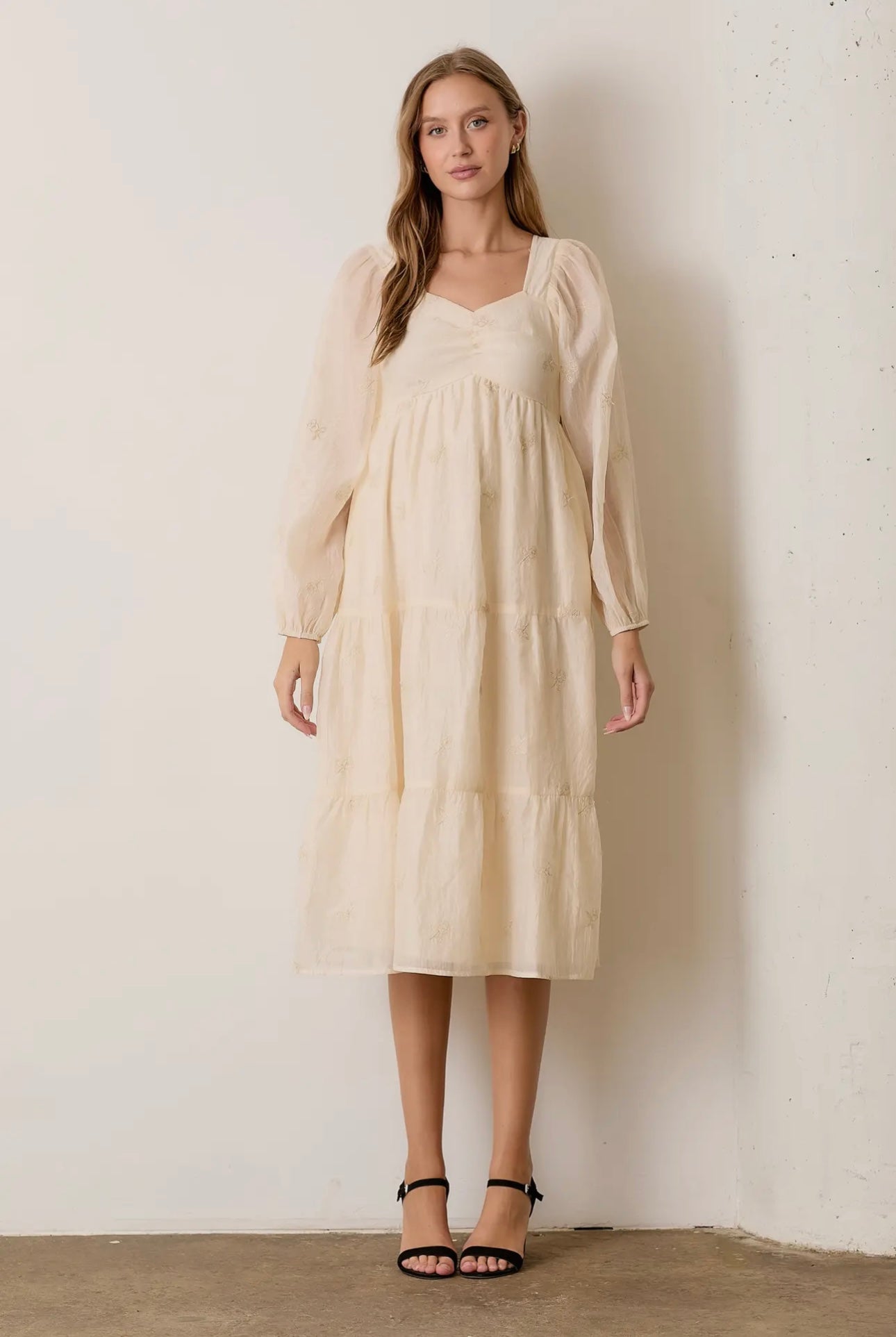 Rose Embroidered Midi Dress