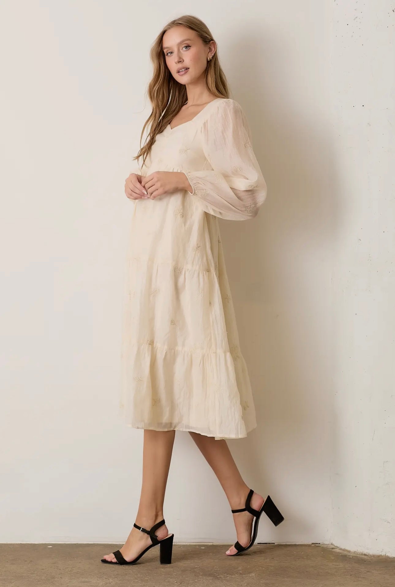 Rose Embroidered Midi Dress