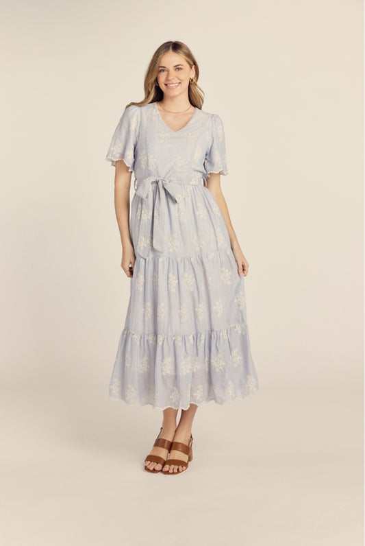 Ember Embroidered Striped Dress