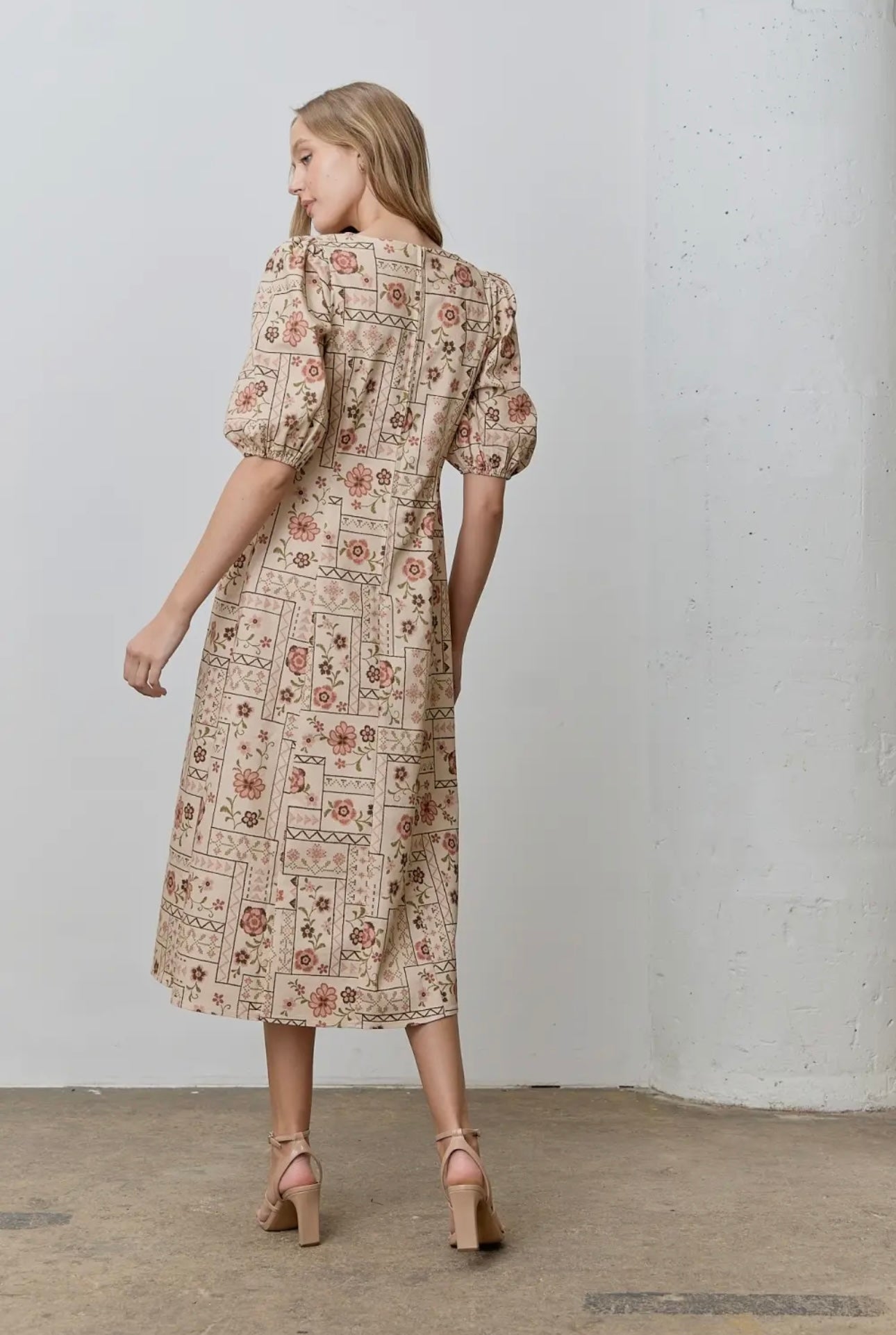 Cross Stitch Denim Midi Dress