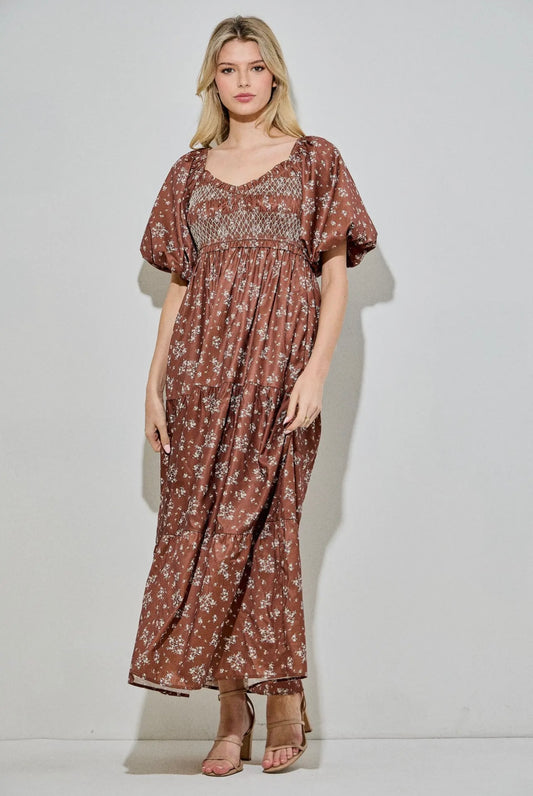 Baevely Brown Floral Dress