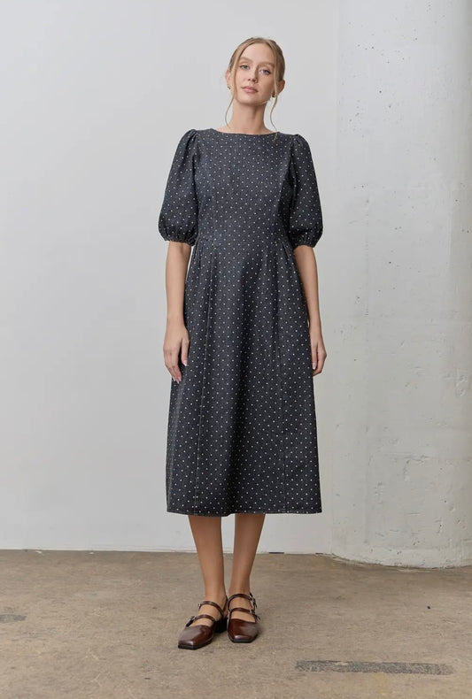 Denim Polka Dot Dress