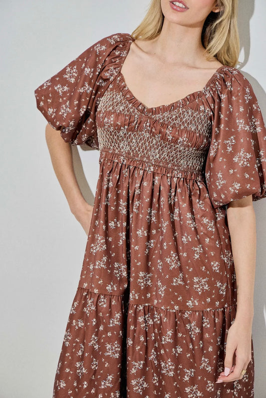 Baevely Brown Floral Dress