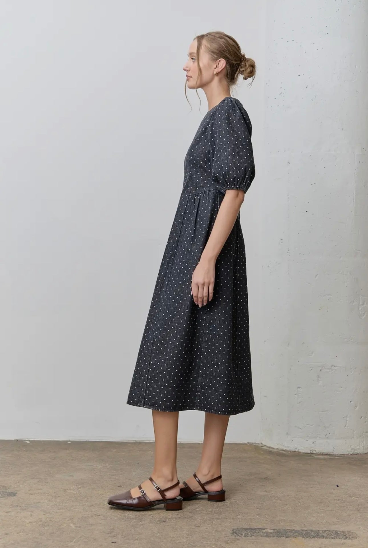 Denim Polka Dot Dress