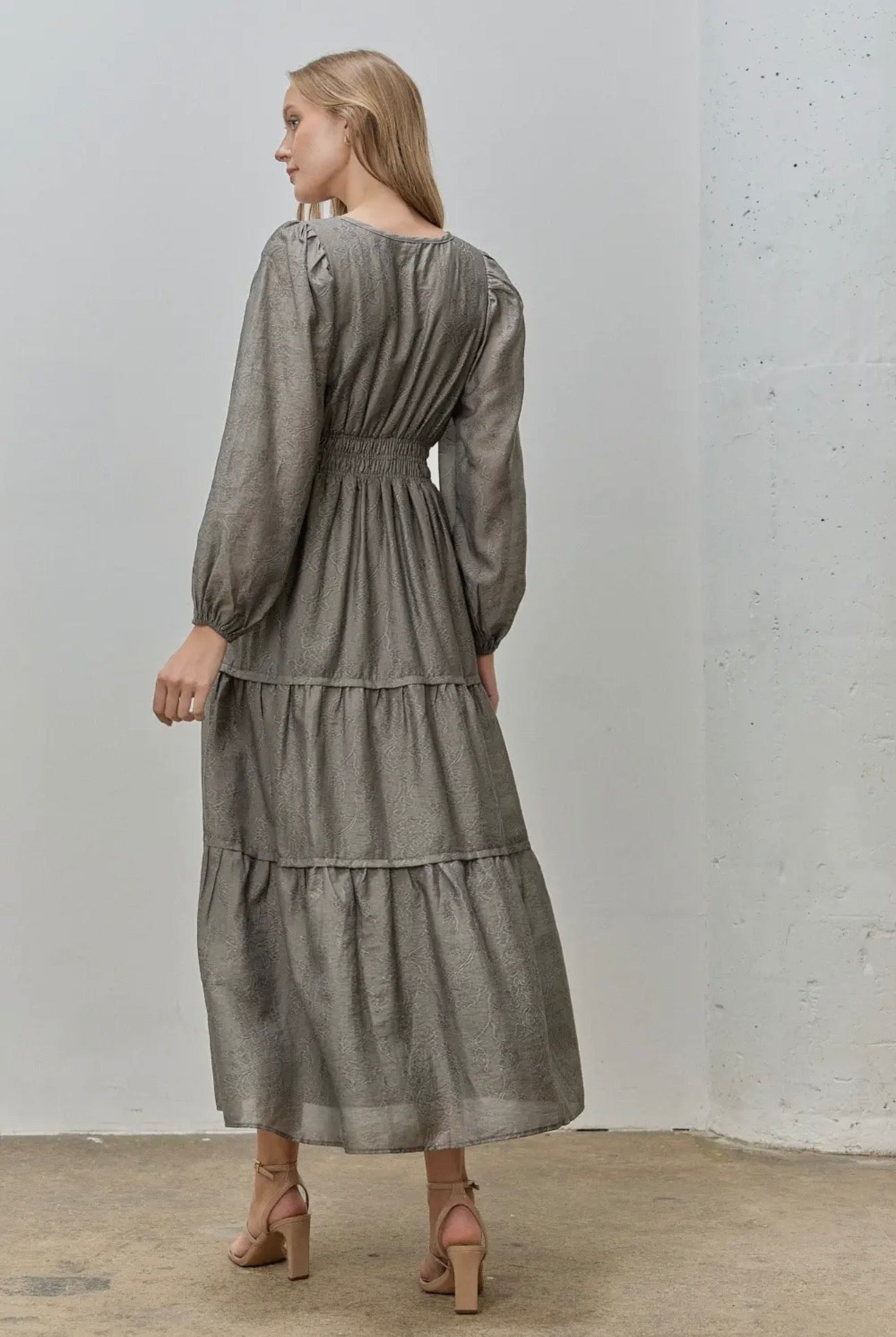 Evangeline Charcoal Tiered Dress