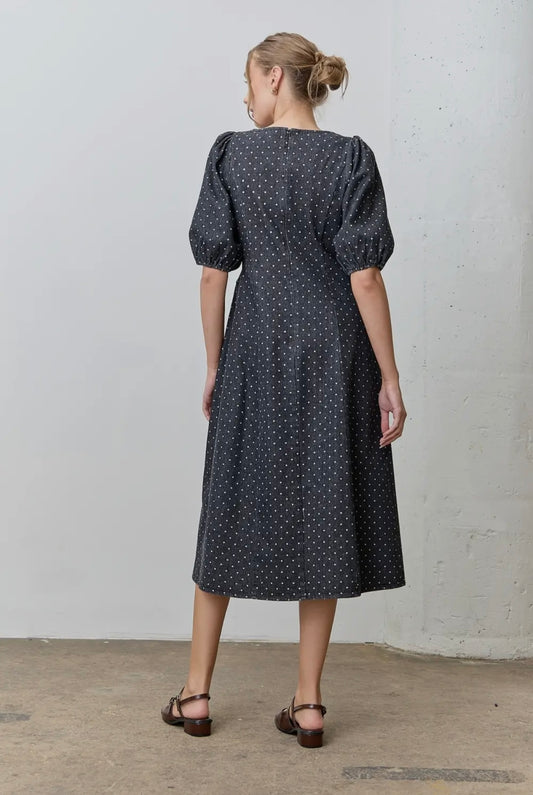 Denim Polka Dot Dress
