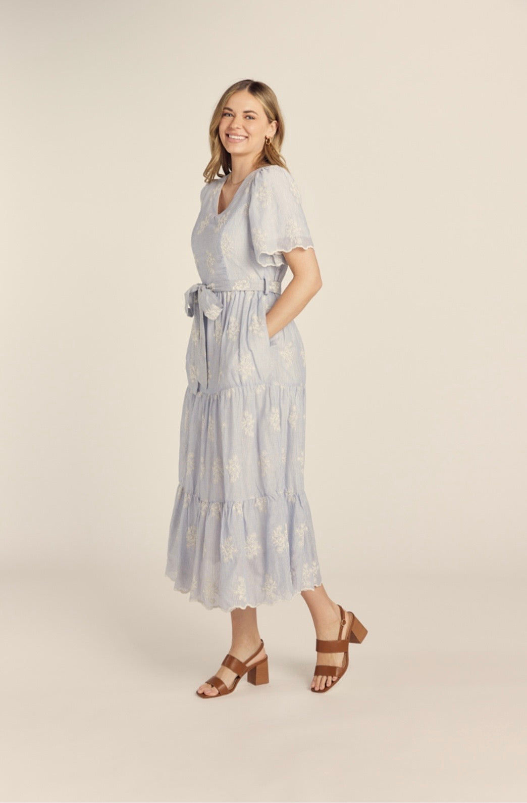 Ember Embroidered Striped Dress