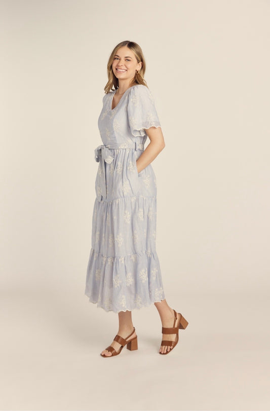 Ember Embroidered Striped Dress