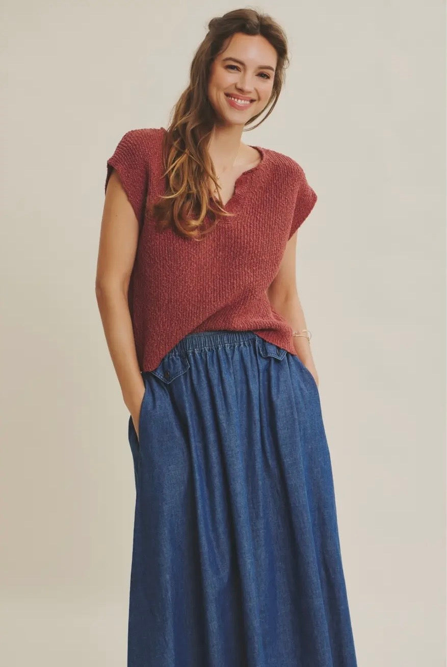 Undeniably Wearable Denim Flare Midi Skirt